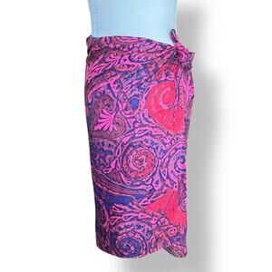 Pink Purple Paisley Semi-Sheer Oversized Scarf Wrap Shawl Summer Swim Coverup